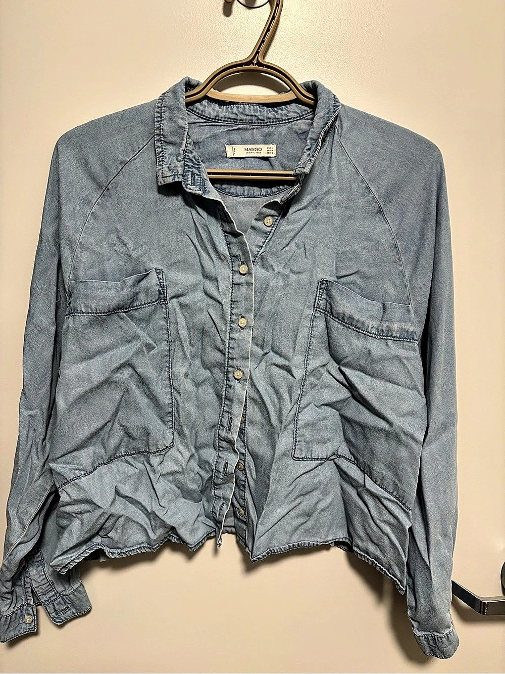 Mango Denim & Tees Chambray Shirt Blue Size Large